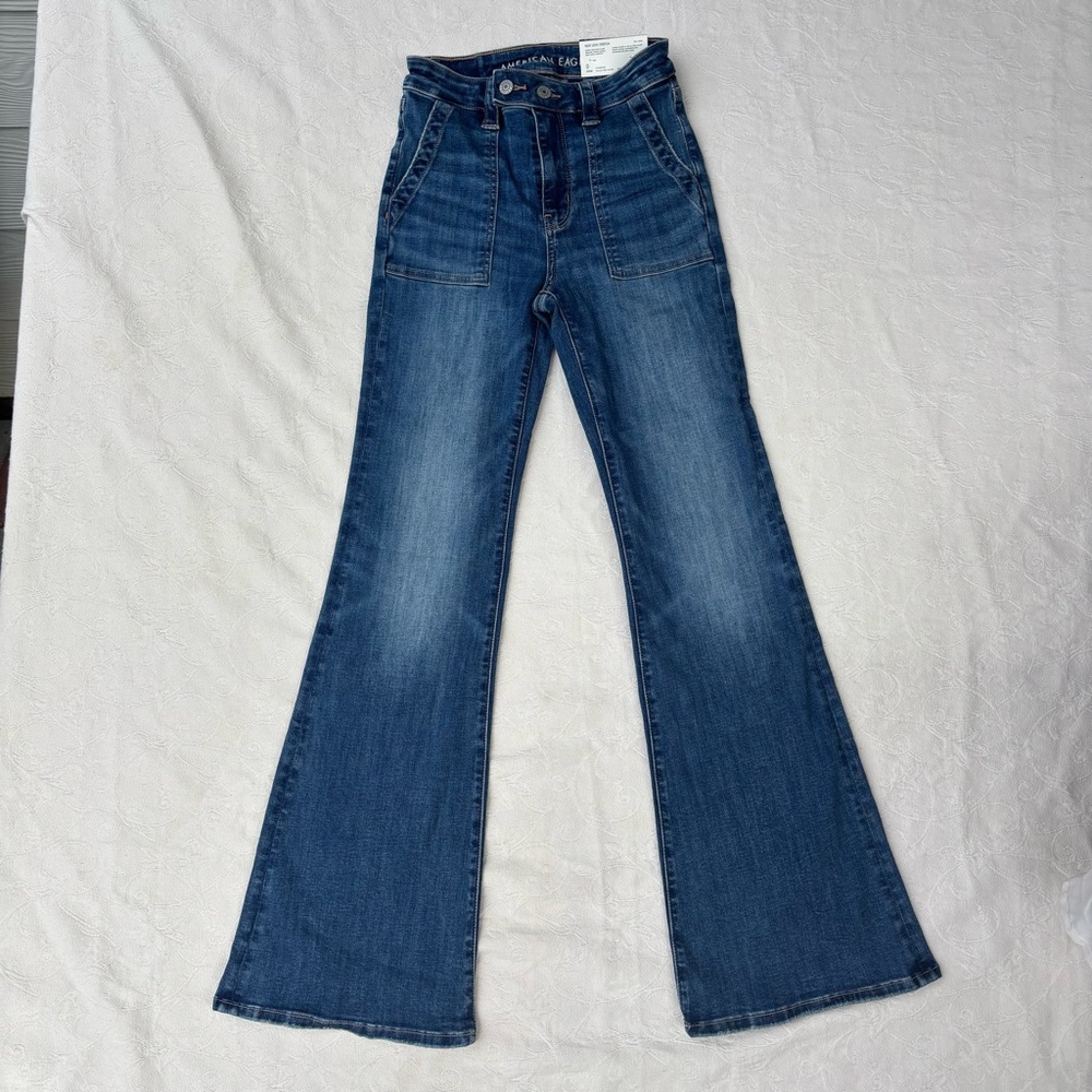American Eagle Next Level Stretch Super High Rise Flare Jeans Size 0